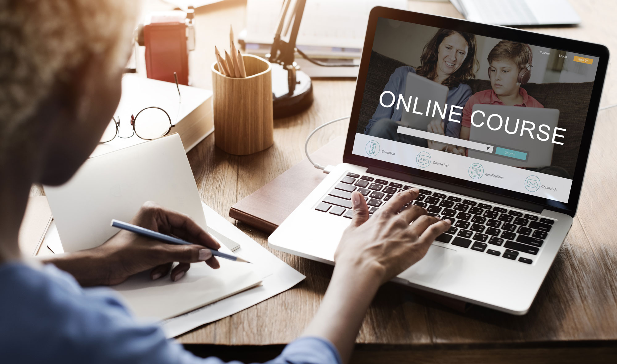 Student browsing for online degree courses
